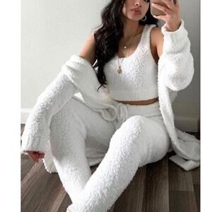 Skims Cozy Knit Tank Top & Pants Loungewear Set Bone Cream Lounge Pjs sz 4X NEW